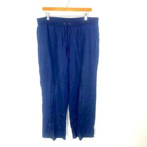Talbots Women's Pull On Linen Pants Size XL Petite Navy Blue Straight XLP PXL